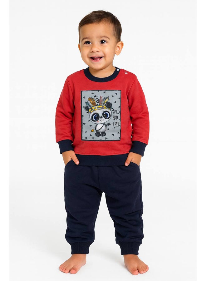 JOCKEY Baby Boy Inner Fleece the Panda Print Winter Pajama Set