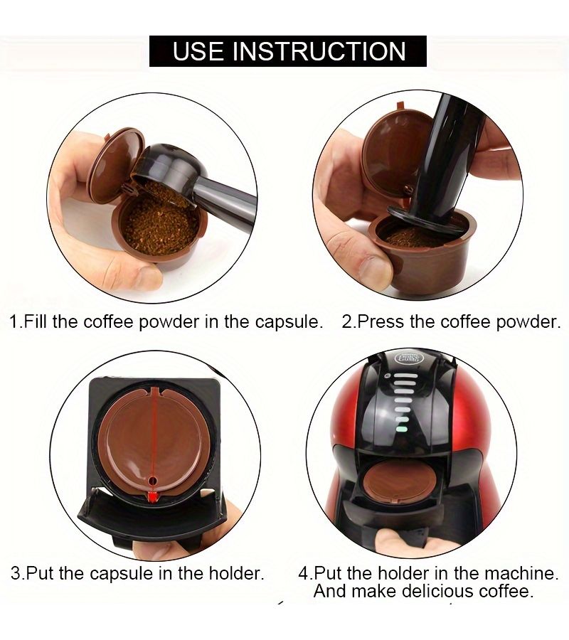 6 Count Coffee Capsule Filter Cups With Reusable Shells And Cleaning Spoon Brown Black - Image 5
