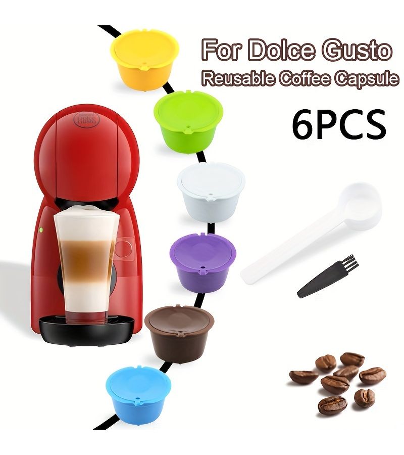 6 Count Coffee Capsule Filter Cups With Reusable Shells And Cleaning Spoon Brown Black - Image 1