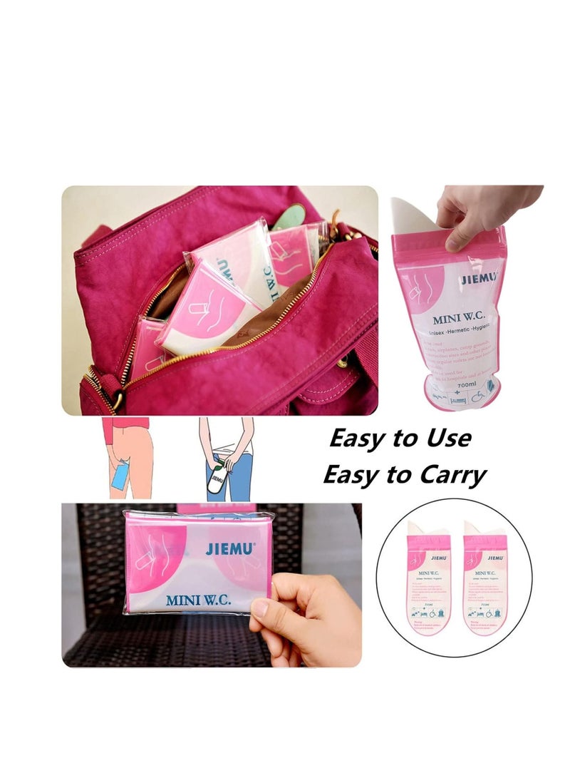 SYOSI Disposable Urine Bags, 12 Pcs 700ML Emergency Urine Bag, Unisex Urinal Bag, Portable Camping Pee Bag, Travel Urine Bag Vomit Bag for Traffic Jams, Camping, Hiking, Pregnant, Patient, Kids (Pink)  - Image 5