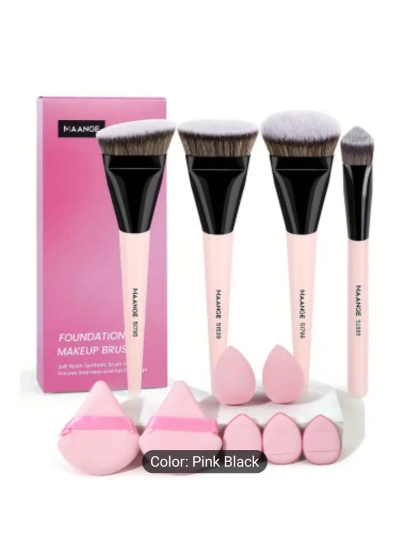 MAANGE 11 Pcs Makeup Tool Set, 4 Pcs Makeup Brushes , 7 Pcs Makeup Puff Accessories, Foundation Brush, Blush Brush, Concealer Brus, Professional Makeup Brush Set, Makeup Brush Tools - Image 1