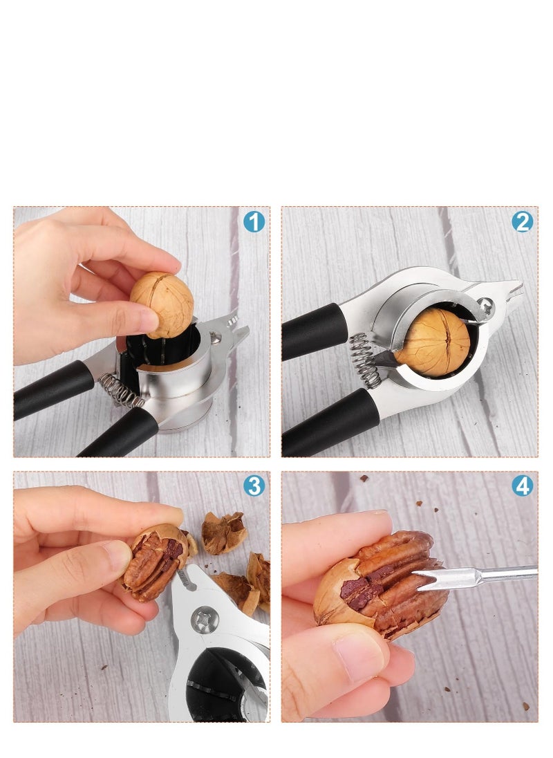 Generic - Nut Crackers for All Nuts Heavy Duty Nutcrackers Walnut Cracker with Plier for Easy Cracking Stainless Steel Nut Cracker for Pecan Nut Cracker Tool with Non-slip Handle-2 Picks Included-Black - Image 1