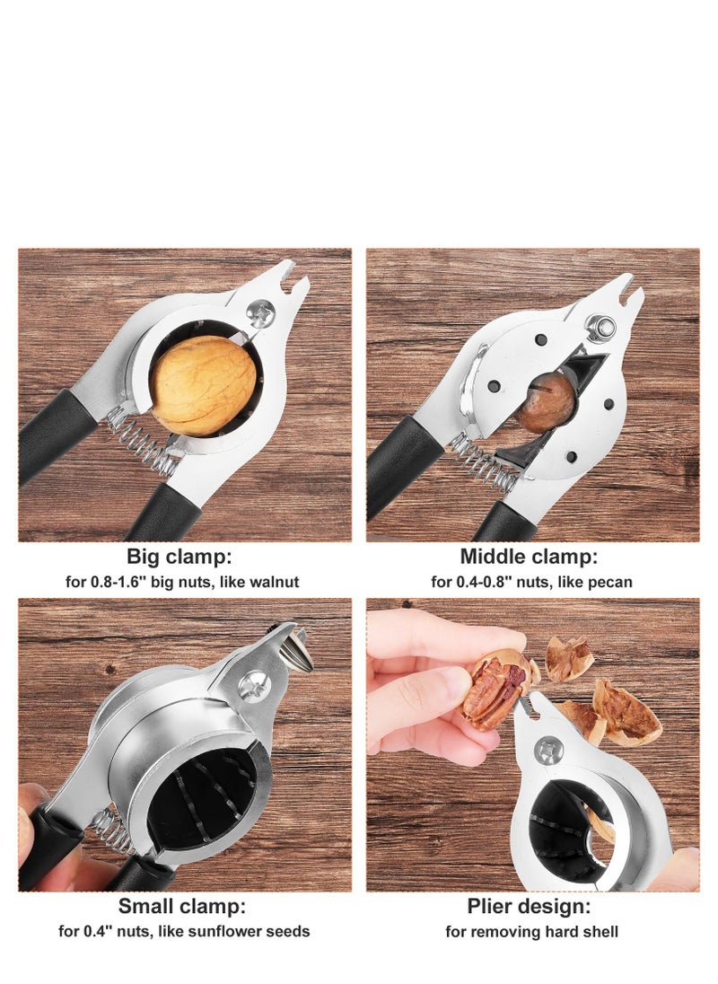 Generic - Nut Crackers for All Nuts Heavy Duty Nutcrackers Walnut Cracker with Plier for Easy Cracking Stainless Steel Nut Cracker for Pecan Nut Cracker Tool with Non-slip Handle-2 Picks Included-Black - Image 1