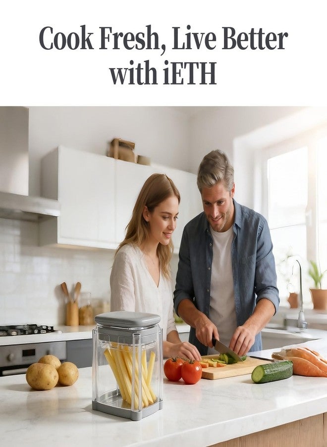 iETH 4-In-1 French Fry Cutter for Potatoes, Apple Slicer, Chopper Vegetable Cutter - Dicer Chopper for Carrots, Cucumbers, Onion, Tomato (Gray 4-in-1 French Fry Cutter) - Image 2