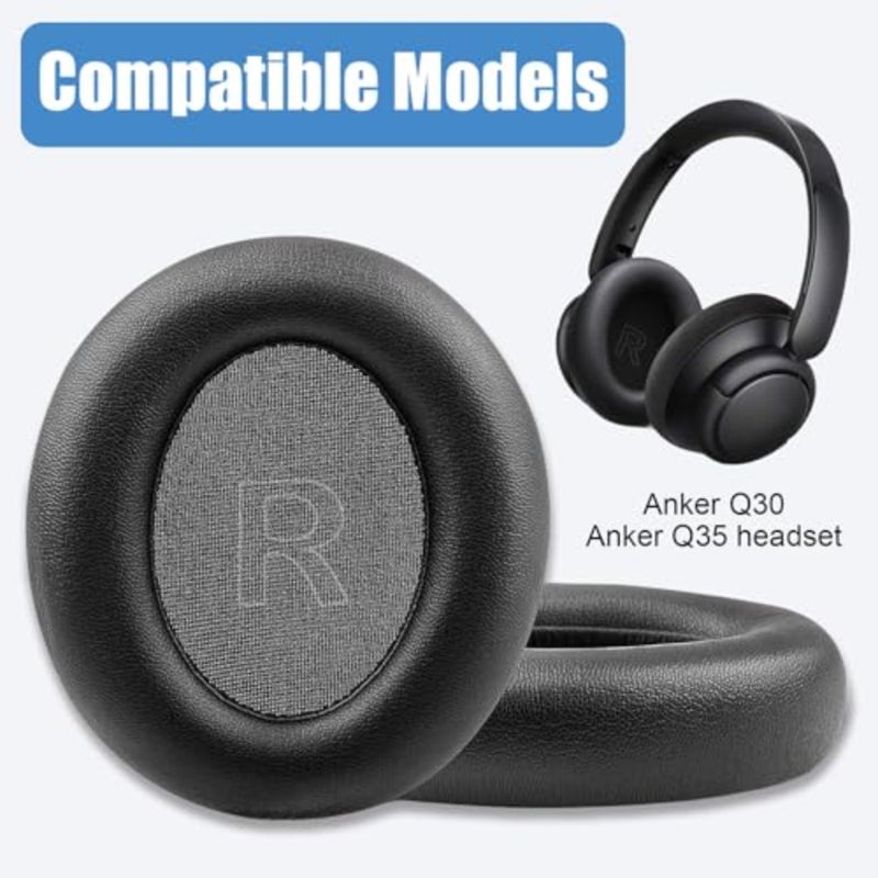 Upgraded Replacement Earpads Cushions for Anker Soundcore Headphones Q30 and for Anker Q35, Life Q30, with Premium Protein Leather Skin, Soft and Elastic Sponge. Ideal Noise Isolation Black - Image 5