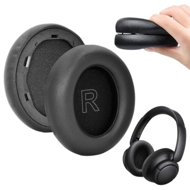 Upgraded Replacement Earpads Cushions for Anker Soundcore Headphones Q30 and for Anker Q35, Life Q30, with Premium Protein Leather Skin, Soft and Elastic Sponge. Ideal Noise Isolation Black - Image 1