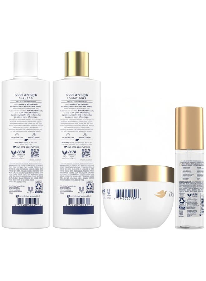 Dove نظام علاج الأضرار بقوة الروابط – شامبو، بلسم، سيروم درع 10 في 1 وقناع ببتيد، علاج إصلاح الشعر، مضاد للتجاعيد (مجموعة من 4 قطع) - Image 2