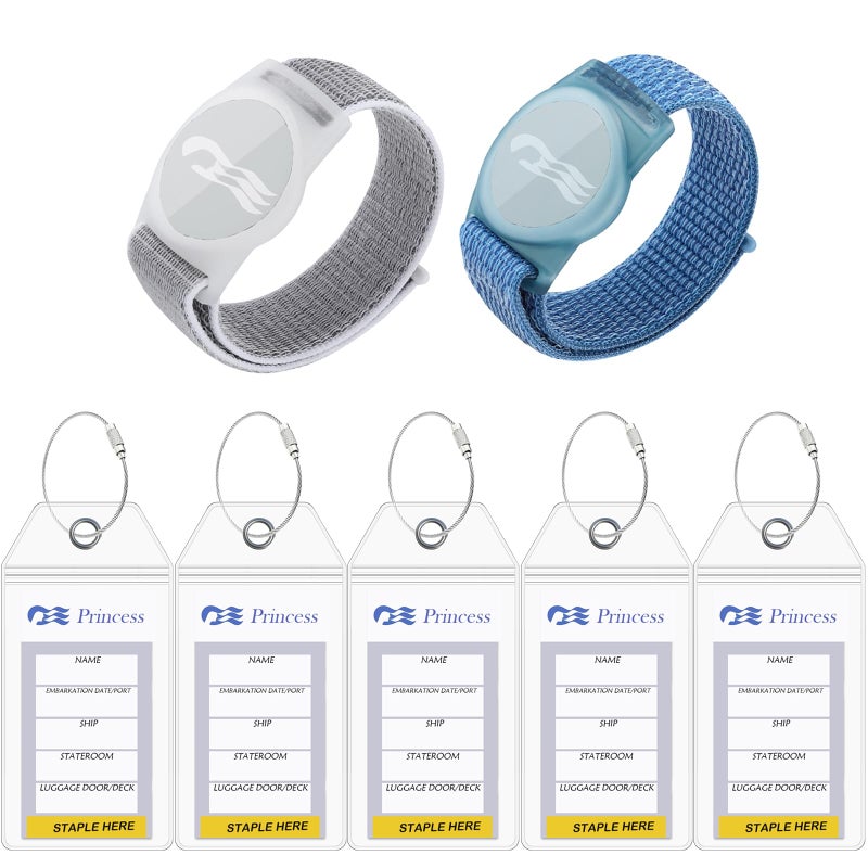 Orisell 2 Packs Princess Cruise Medallion Holder Compatible for Princess Cruise Medallionï¼Œ5 Pack Cruise Luggage Tag Holder for Princess Cruise Ships (Grey-Blue) - Image 1