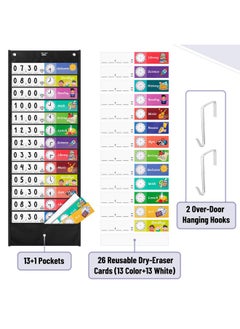 Mr. Pen Daily Schedule Pocket Charts 13+1 Pocket 26 Double Sided Reusable Cards(13 Colored+13 Blanked) 12.8”X35” Pocket Chart For Classroom Classroom Pocket Chart Classroom Schedule Pocket Chart  - Image 2