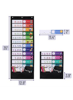 Mr. Pen Daily Schedule Pocket Charts 13+1 Pocket 26 Double Sided Reusable Cards(13 Colored+13 Blanked) 12.8”X35” Pocket Chart For Classroom Classroom Pocket Chart Classroom Schedule Pocket Chart  - Image 4