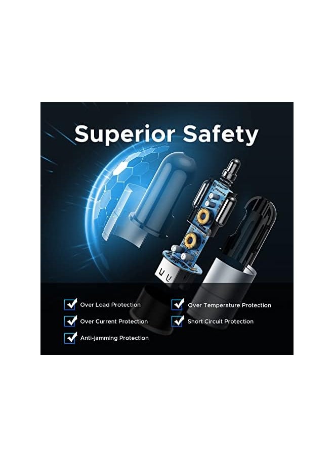 Yamdrok - Car Phone Charger, 30W USB Car Charger Adapter Dual Port QC3.0 &2.4A with LED Light, Compatible with iPhone 14 13 12 Pro Max XS, iPad Mini 6, iPad Pro, Samsung S21/20 Note20, etc - Image 1