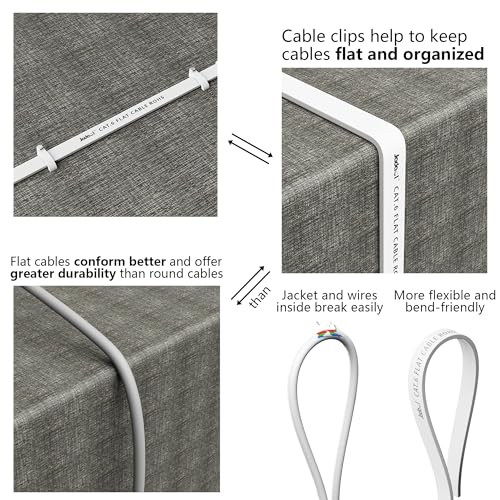 Jadaol Cat 6 Ethernet Cable 30 ft, Outdoor & Indoor 10Gbps Support Cat8 Cat7 Network, Flat RJ45 Internet LAN Computer Patch Cable for Router, Modem, Switch, Gaming Consoles, Streaming Devices, White - Image 5