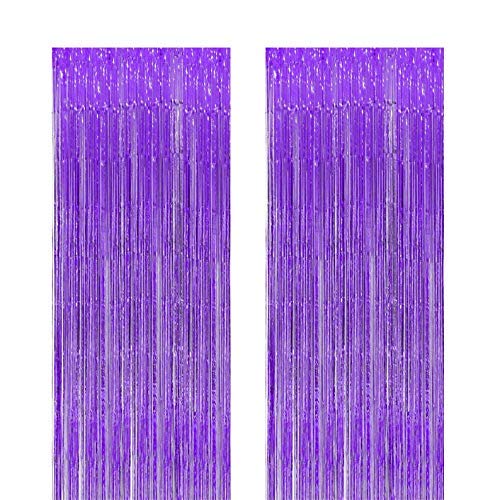 SOI Metallic Tinsel Fringe Big Size Purple Curtains for Birthday, Anniversaries, Graduation, Retirement, Baby Shower Decoration (Pack of 2) (Purple) - Image 3