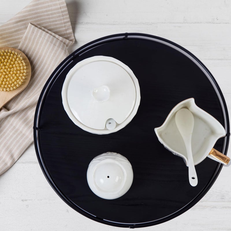 Tomoaza [ 2 عبوة ] 9" و 10" منظمين دوارين خشبيين أسودين مع جوانب فولاذية، دوار Lazy Susan لخزانة، تخزين دوار للمطبخ للطاولة، السطح، المخزن - Image 4