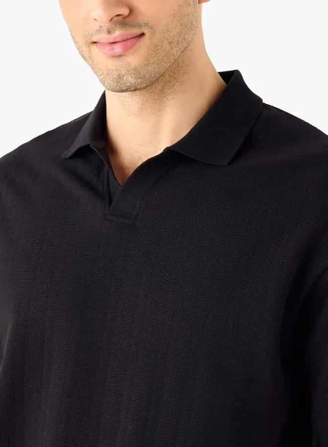Iconic Iconic Textured Polo T-shirt with Short Sleeves