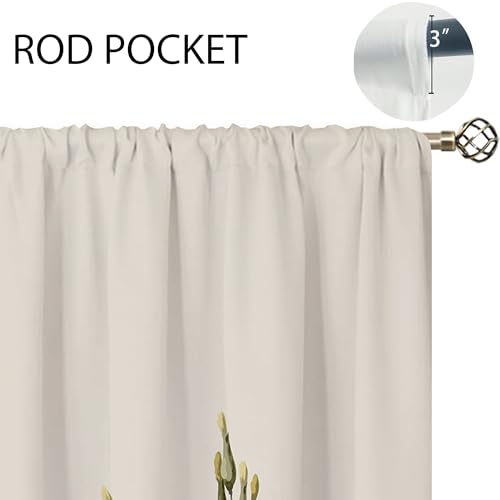 oolygoo Vintage Mushroom Window Curtains Leaves Botanical Rod Pocket Rustic Boho Mushroom Beige Curtain Drapes Herb Curtains for Bedroom Living Room Treatment 2 Panels 42Wx45H Inch - Image 4