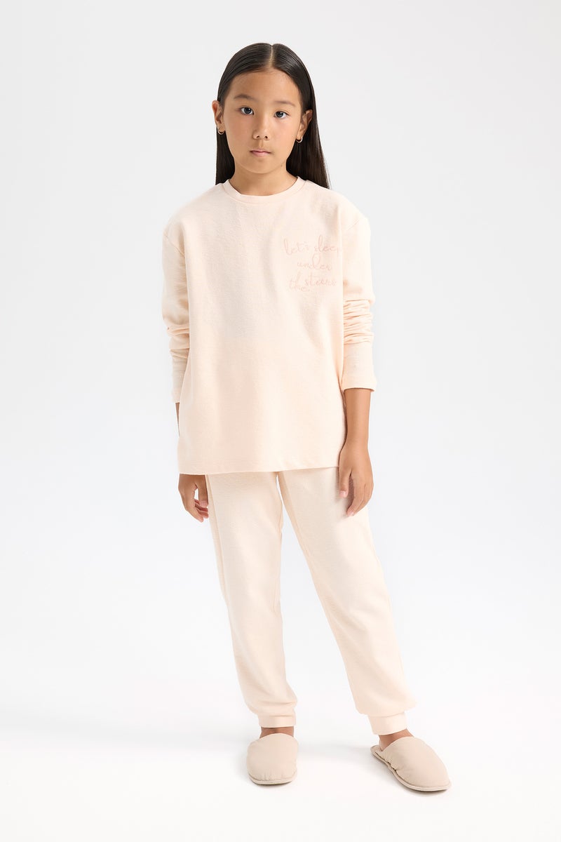 ديفاكتو طقم بيجاما بناتي قصة عادية وكم طويل - قطعتين - Image 2