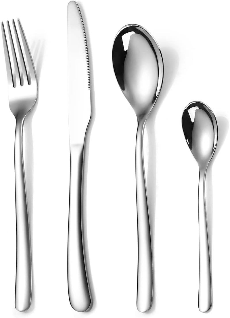 OriGlam Stainless Steel Flatware Cutlery Set Utensils Silverware Cutlery Set Tableware for Home Party Dishwasher Safe Silver - Image 1