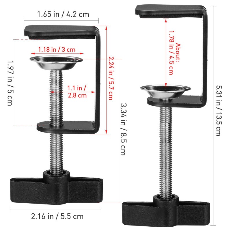 2pcs 360 Degree Rotatable Metal Table Mount C Clamps with Plastic Rod - Image 3