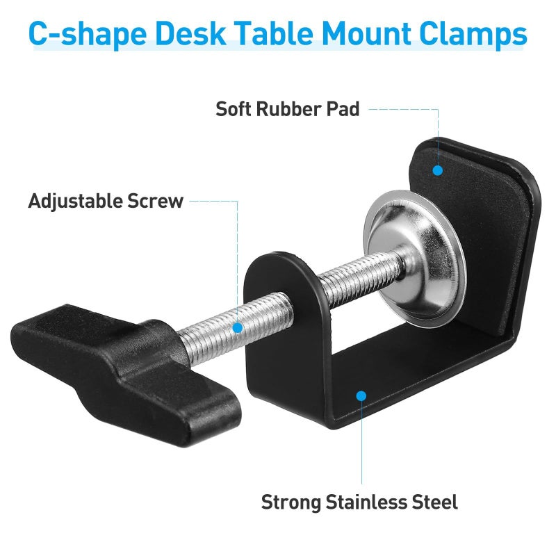 2pcs 360 Degree Rotatable Metal Table Mount C Clamps with Plastic Rod - Image 4
