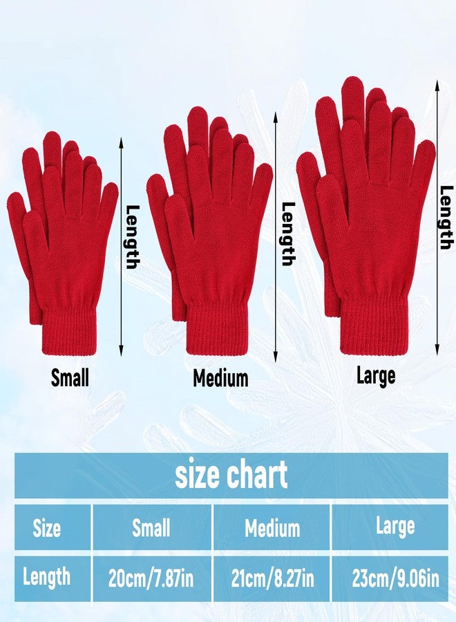 jiebor 12 Pairs Red Winter Gloves Warm Gloves Knit Gloves for Women Men Teens Clod Weather (Red, Small) - Image 2