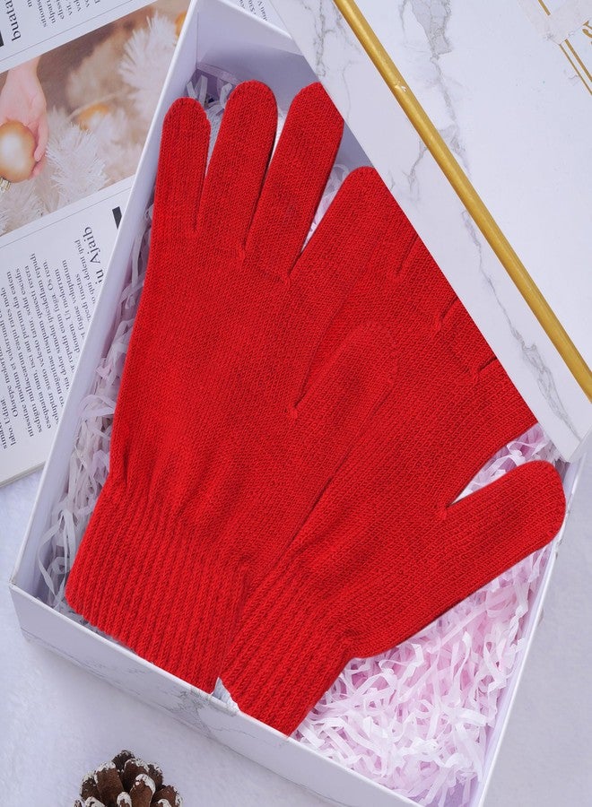 jiebor 12 Pairs Red Winter Gloves Warm Gloves Knit Gloves for Women Men Teens Clod Weather (Red, Small) - Image 4