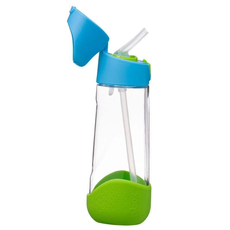 B.Box Big Kids Tritan™ Drink Bottle with Straw | Leakproof Push Button Lid | Ergonomic Triangle Grip | BPA-Free Reusable Water Bottle for School Kids | 600ml-Ocean Breeze - Image 1