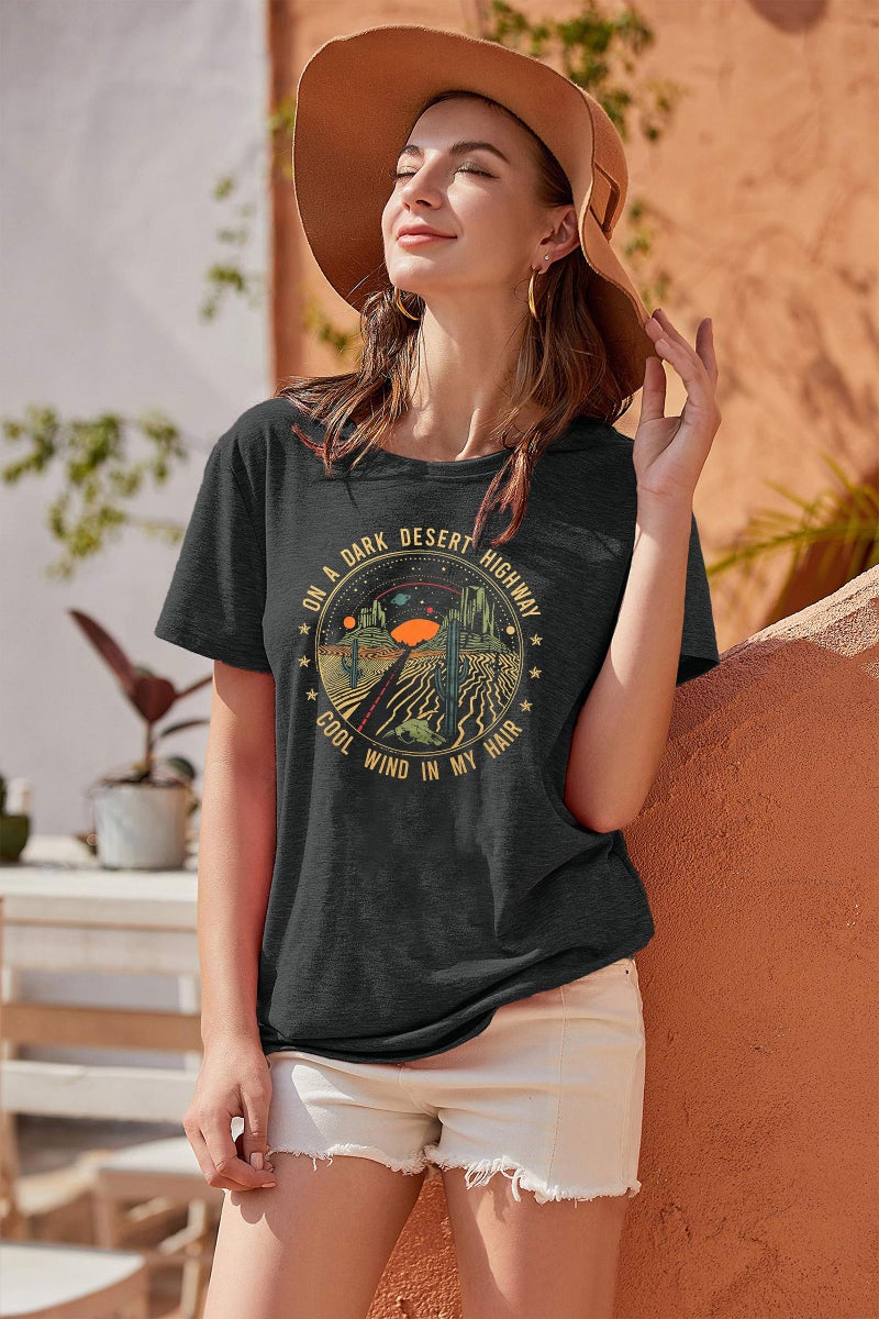 TAOHONG Adventure Shirts Women Retro Desert Highway T-Shirt Funny Nature Graphic Tee Casual Short Sleeve Tee Tops - Image 4
