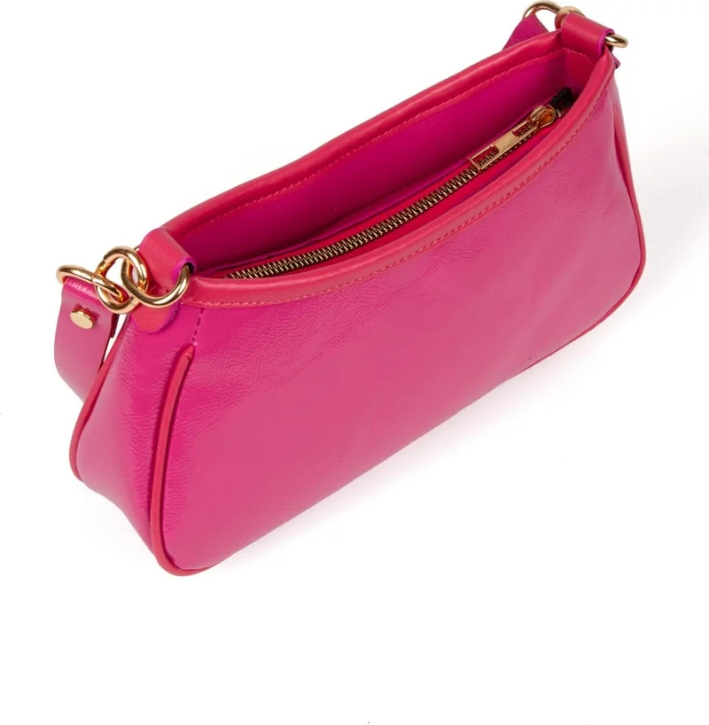 Newish Polo Pink Vegan Leather Crossbody Shoulder and Handbag Baguette Mini Women's Shoulder Bag