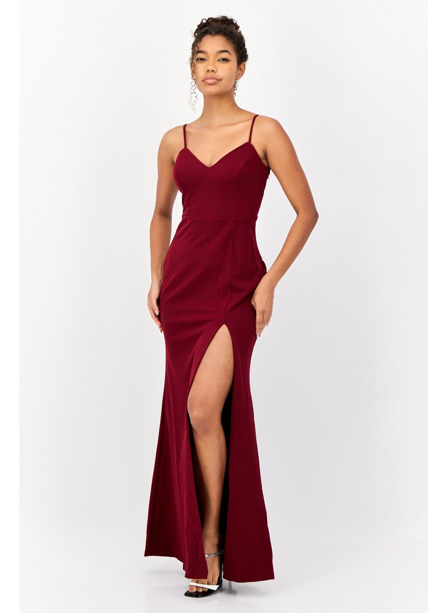 Lulus Women Solid Mermaid Maxi Dress, Burgundy  - Image 1