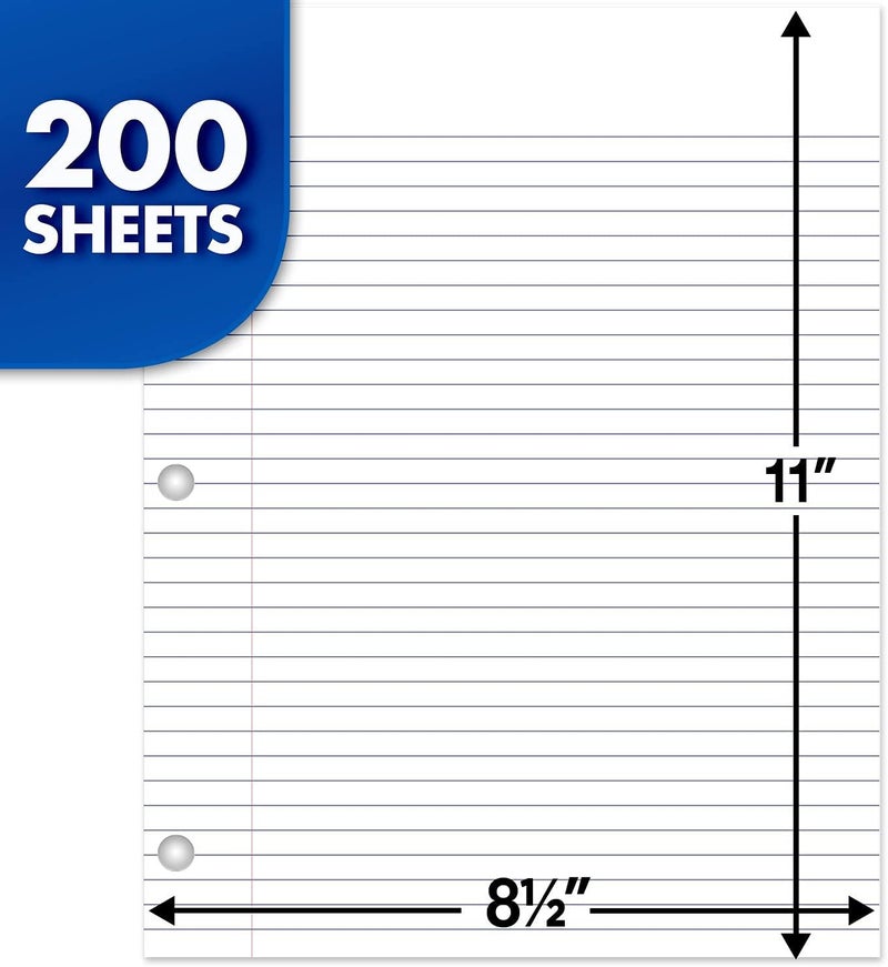 Mead College Ruled Loose Leaf Filler Paper, 200 Sheets, 8.5 x 11 Inches - Image 2