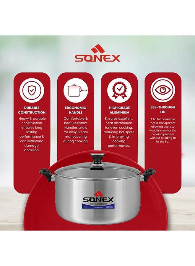 Sonex Premium Aluminium Casserole with Glass Lid and Ergonomic Bakelite Cool Handle – 18 cm (2.5 Ltr), Sleek Metal Finish, Durable Construction, See-Through Lid for Easy Monitoring, Dishwasher Safe - Image 5