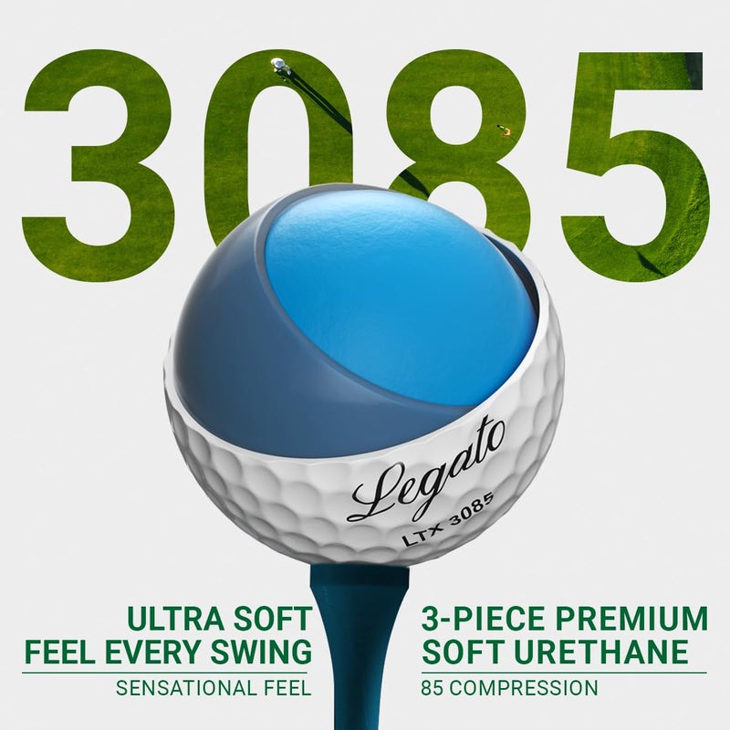 Legato Golf Balls LTX3085 | Designed to Help Golfers Break 90 | Maximized Distance with Soft Feel | 3 Piece | Urethane Cover | 85 Compression - Image 2