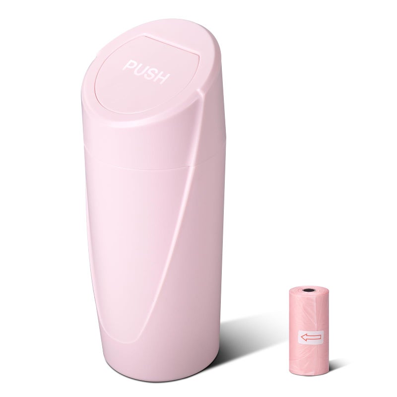 SGLRT Car Trash Can Bin with Lid - Car Garbage Can Cup Holder - Pink Mini Leakproof Vehicle Garbage Bin with 20pcs Trash Bags - Automobile Organizers and Storage for Front Back Seat Accessories - Image 1