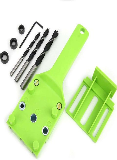 Professional Doweling Jig Kit – Metal Sleeve Drill Guide for Accurate 6/8/10mm Holes, Handheld Woodworking Tool with Adjustable Block