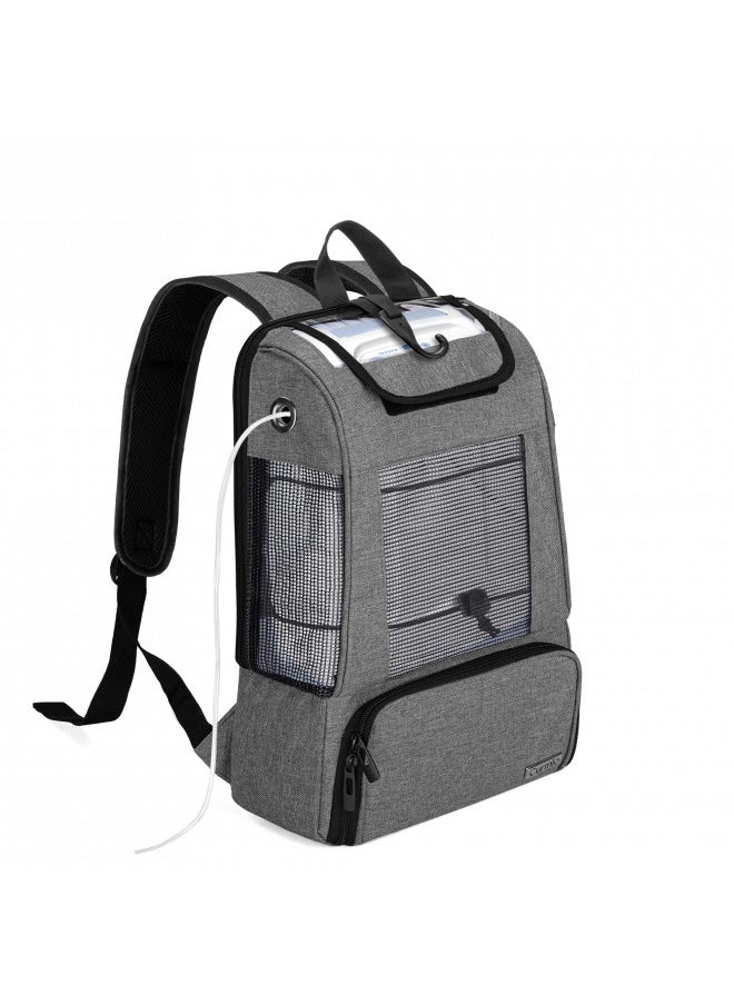 Portable Oxygen Concentrators Backpack, Universal POC Travel Carrying Bag with Mesh Panels for Breathability, Compatible for Inogen, Oxygo, Caire Units, Perfect for on-the-go, Gray, BAG ONLY