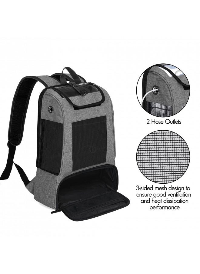 Portable Oxygen Concentrators Backpack, Universal POC Travel Carrying Bag with Mesh Panels for Breathability, Compatible for Inogen, Oxygo, Caire Units, Perfect for on-the-go, Gray, BAG ONLY
