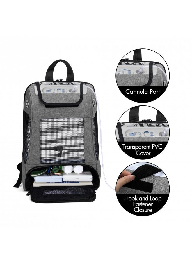 Portable Oxygen Concentrators Backpack, Universal POC Travel Carrying Bag with Mesh Panels for Breathability, Compatible for Inogen, Oxygo, Caire Units, Perfect for on-the-go, Gray, BAG ONLY