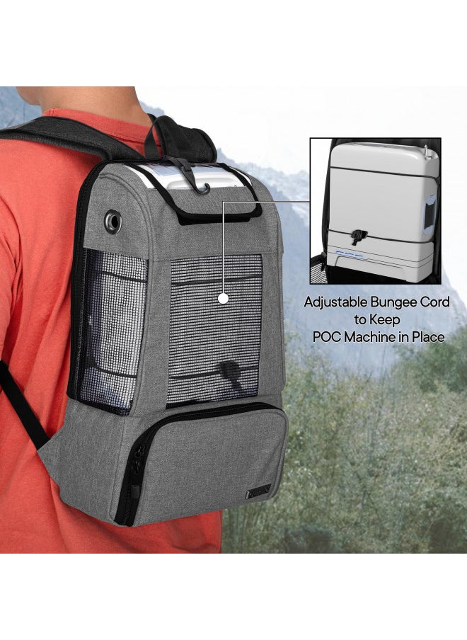 Portable Oxygen Concentrators Backpack, Universal POC Travel Carrying Bag with Mesh Panels for Breathability, Compatible for Inogen, Oxygo, Caire Units, Perfect for on-the-go, Gray, BAG ONLY