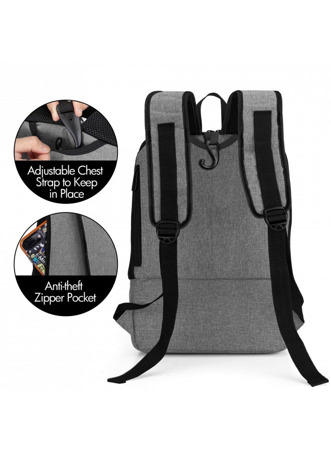 Portable Oxygen Concentrators Backpack, Universal POC Travel Carrying Bag with Mesh Panels for Breathability, Compatible for Inogen, Oxygo, Caire Units, Perfect for on-the-go, Gray, BAG ONLY