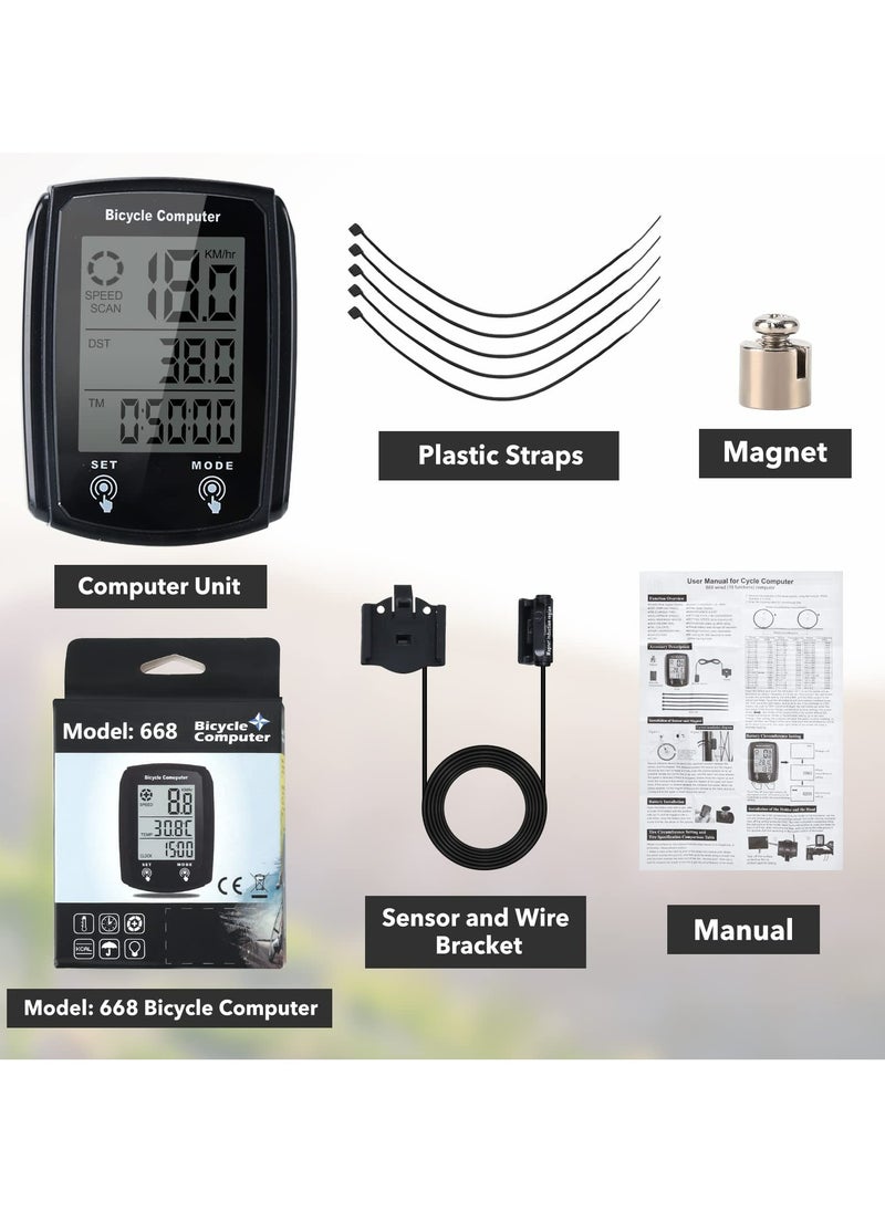 CMGTYYD - Wired Bike Computer, MPH KM/H Bicycle Computer, Digital LCD Backlight Display Bike Speedometer, Waterproof Cycling Computers Odometer, Multifunctional Automatic Wake-up Odometer for Bike - Image 1