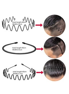 obmwang 10 Pack Metal Men Headband Unisex Spring Wavy Hair Hoop Men Women Sport Fashion Hair Bands Nonslip Headwear Hair Accessories For Women Men  - Image 3