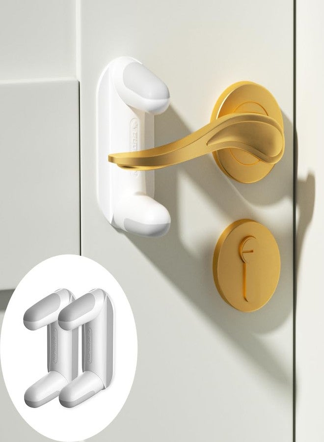 EUDEMON 2 Pack Updated Baby Safety Door Lever Lock, Door Handle Lock for Children & Pets, Child Proof Door Latch Lock, Revolve for 180°, Easy to Operate in Two Directions (White) - Image 1