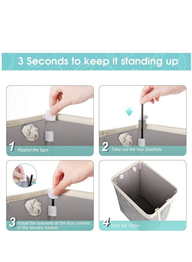 Raxoom 65L Laundry Basket Linen Storage Baskets ,Hamper Collapsible Folding Laundry Bin with Rope Handles for Laundry Room Bathroom - Image 3