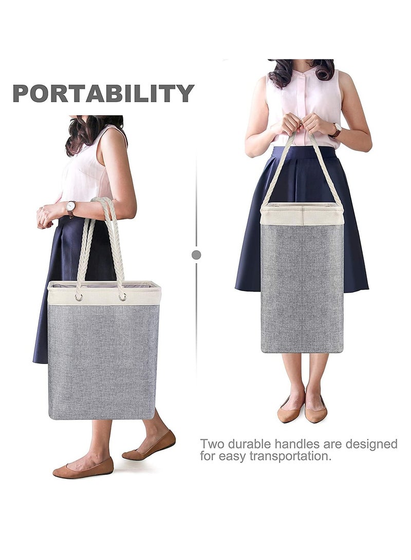 Raxoom 65L Laundry Basket Linen Storage Baskets ,Hamper Collapsible Folding Laundry Bin with Rope Handles for Laundry Room Bathroom - Image 5