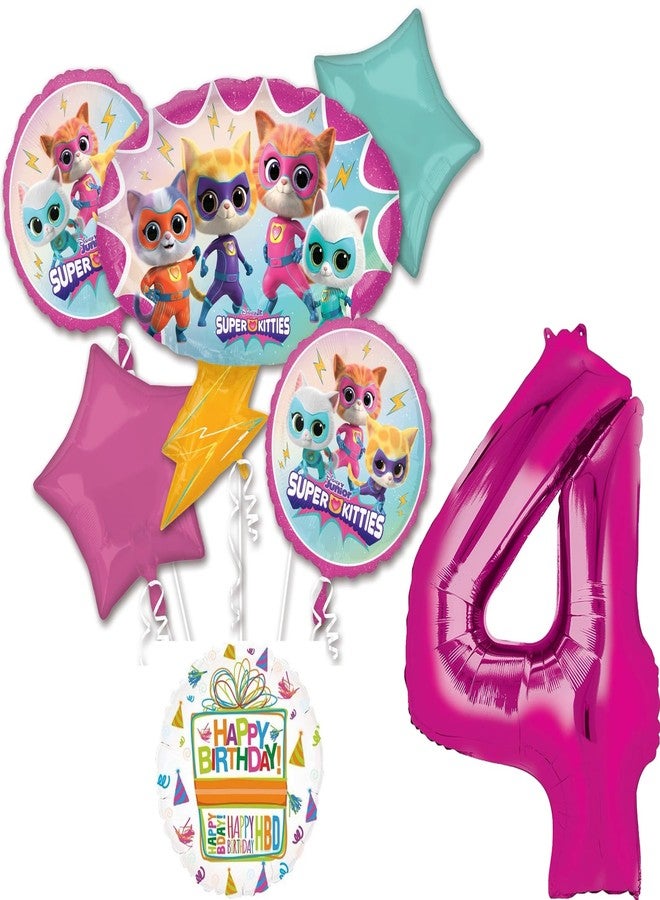 أناجرام مستلزمات حفلات عيد الميلاد الرابع من أنغرام سوبر كيتيز، باقة بالونات من 7 قطع - Image 1