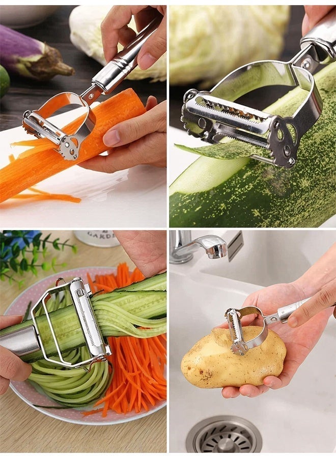 Warme High Quality Stainless Steel Potato Cucumber Carrot Grater Julienne Peeler Dual Blade Vegetables Fruit Peeler Vegetable Slicer - Image 2