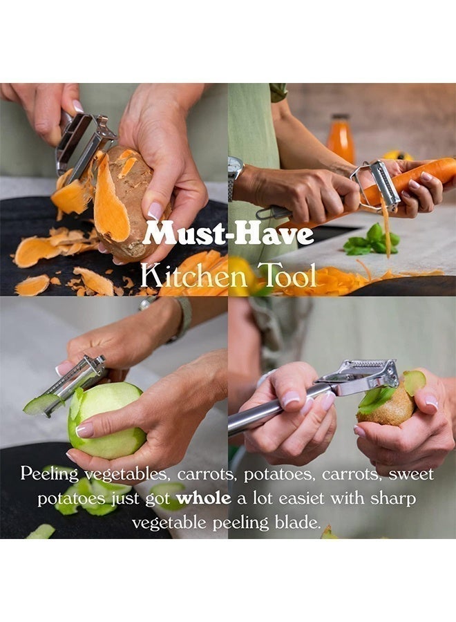 Warme High Quality Stainless Steel Potato Cucumber Carrot Grater Julienne Peeler Dual Blade Vegetables Fruit Peeler Vegetable Slicer - Image 3