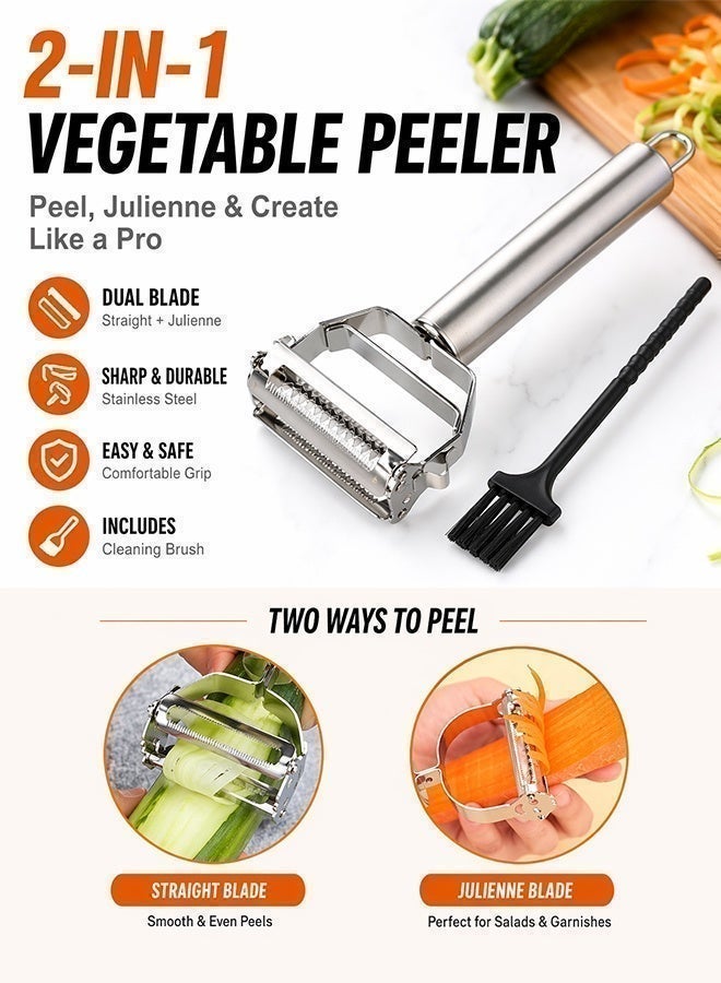 Warme High Quality Stainless Steel Potato Cucumber Carrot Grater Julienne Peeler Dual Blade Vegetables Fruit Peeler Vegetable Slicer - Image 1
