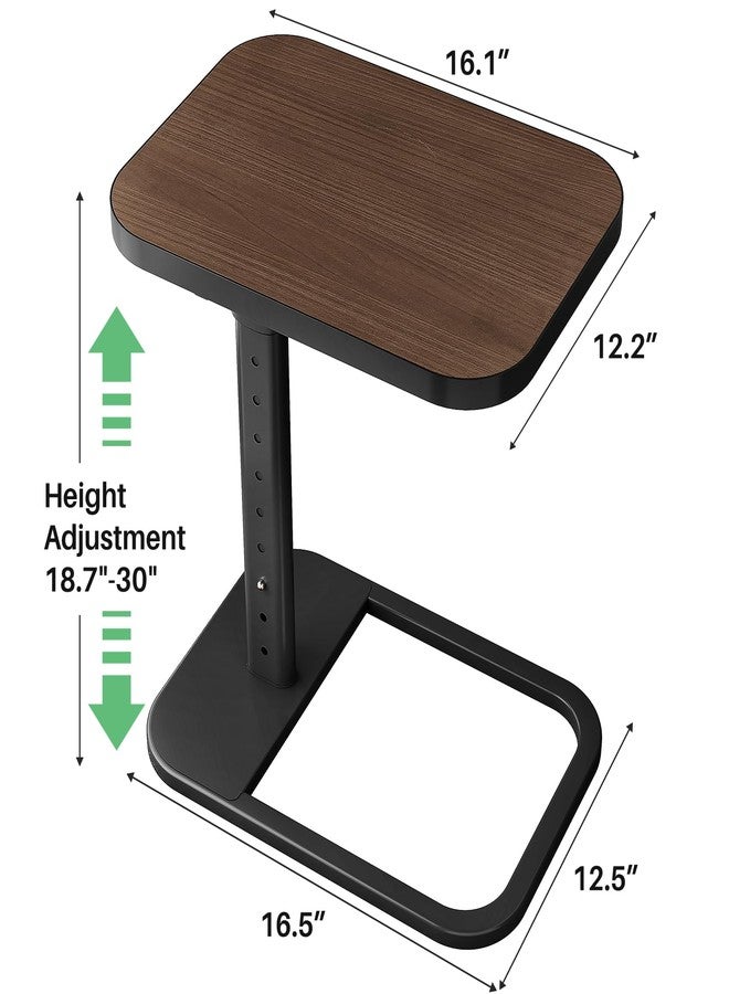 Kitstorack TV Tray Table, Adjustable Height & Rounded Metal Corners, Snack Table for Couch, Sofa, Bed, Chair, Living Room, C Shaped End Side Table for Eating, Dinner or Laptop, Small Spaces, Espresso - Image 5
